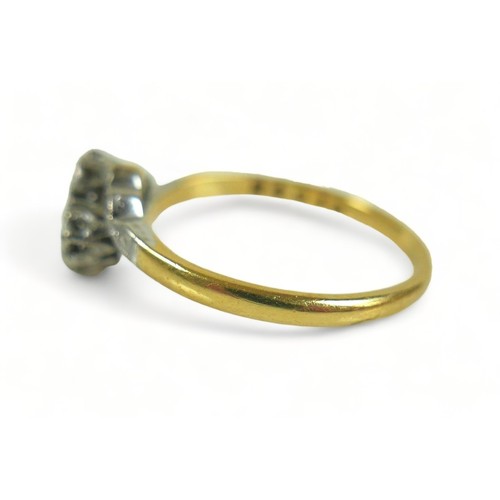 245 - Two 18ct yellow gold and platinum diamond rings, sizes O and P, 5.1 grams