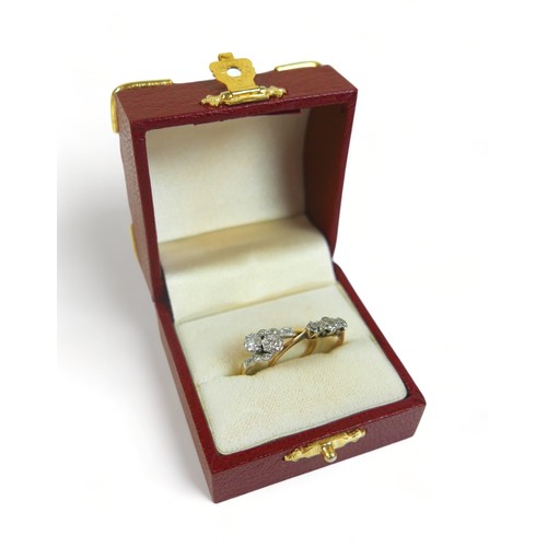 245 - Two 18ct yellow gold and platinum diamond rings, sizes O and P, 5.1 grams