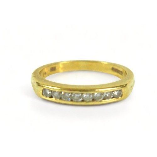 237 - An 18ct yellow gold eight stone diamond ring, size L/M, 3.8 grams.