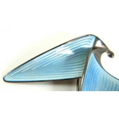 166 - A vintage Norwegian sterling silver and pale blue basse-taille enamel brooch, by Einar Modahl, circa... 