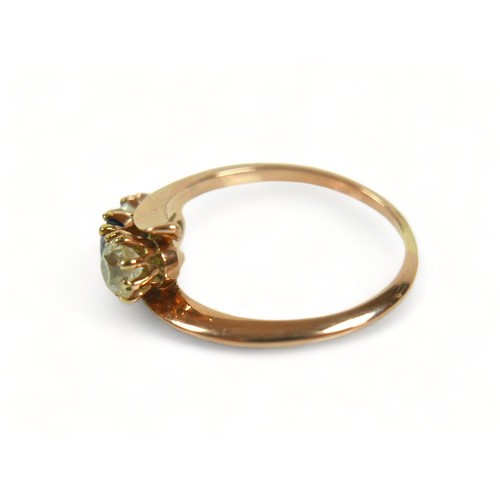 319 - A yellow gold diamond and sapphire three stone ring size M, each stone approximately 0.30ct.Weight 2... 