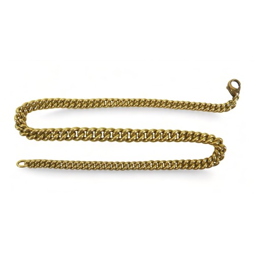 345 - A 14ct yellow gold graduating kerb link Albert watch chain, the links graduating from 4mm to 9mm, 43... 