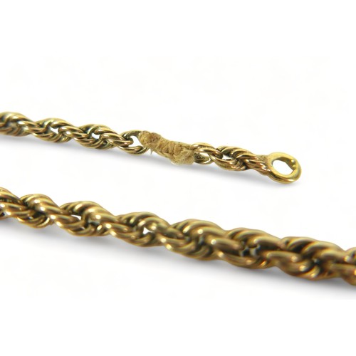 260 - An 8ct yellow gold rope twist bracelet and  a similar gilt metal necklace, lengths 22cm and 41cm, to... 