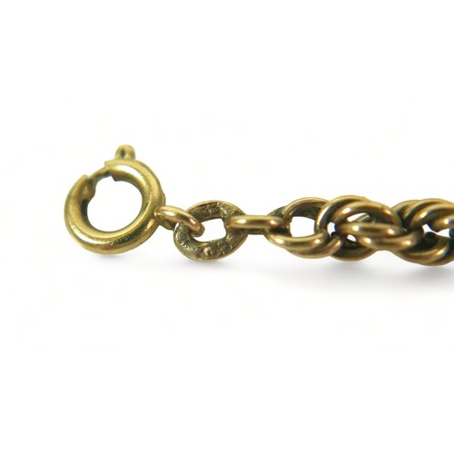 260 - An 8ct yellow gold rope twist bracelet and  a similar gilt metal necklace, lengths 22cm and 41cm, to... 