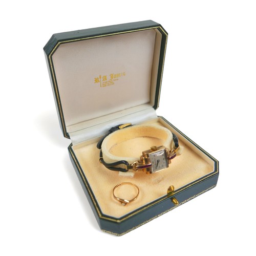 178 - A 9ct gold solitaire diamond ring and a 9ct gold Crusader ladies wristwatch, manual wind, 15mm case.... 