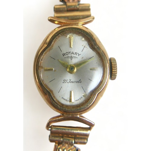 241 - A group of gold jewellery and watches, comprising a 9ct gold Rotary watch with bar gold bracelet, 15... 