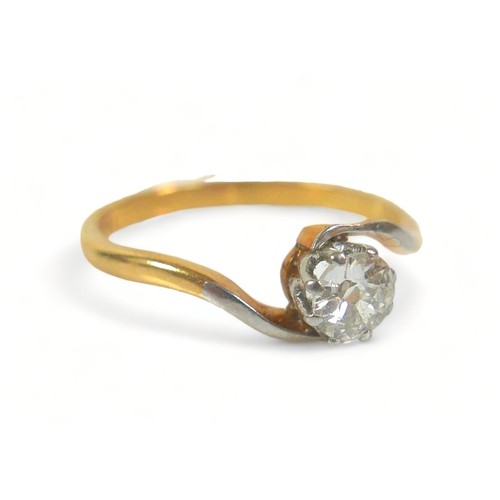 334 - A 18ct gold diamond solitaire ring, the central brilliant cut diamond, approximately 4.5mm diameter,... 