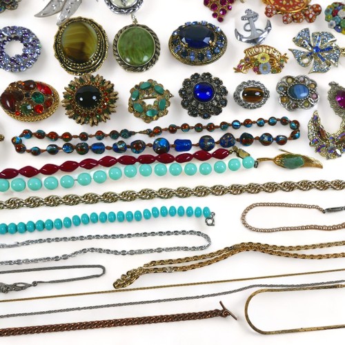 158 - A collection of costume jewellery, including bracelets, rings, watches necklaces, a Tonbridgeware je... 