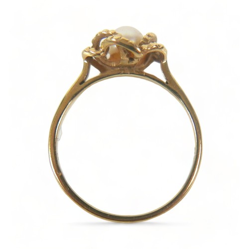 187 - An 18ct yellow gold ring, illusion set with three small diamonds, 4mm at widest, size L, 2.4g, toget... 