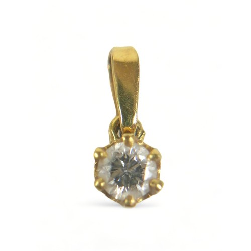 333 - An 18ct yellow gold and diamond solitaire pendant, the round faceted cut stone approximately 0.5ct.