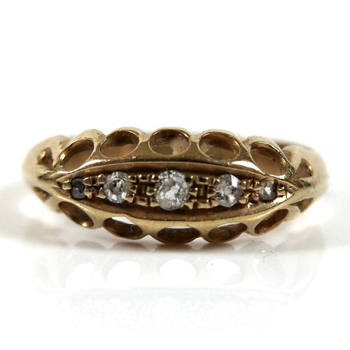 279 - Four various 18ct gold dress rings, comprising a diamond solitaire ring with platinum setting, round... 