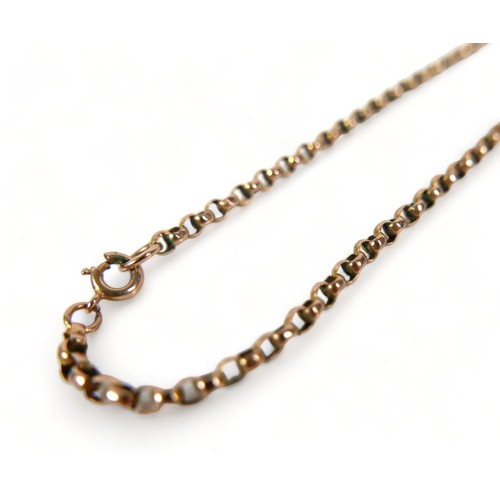 173 - A yellow metal chain necklace, 40.5cm long, 4.8g.