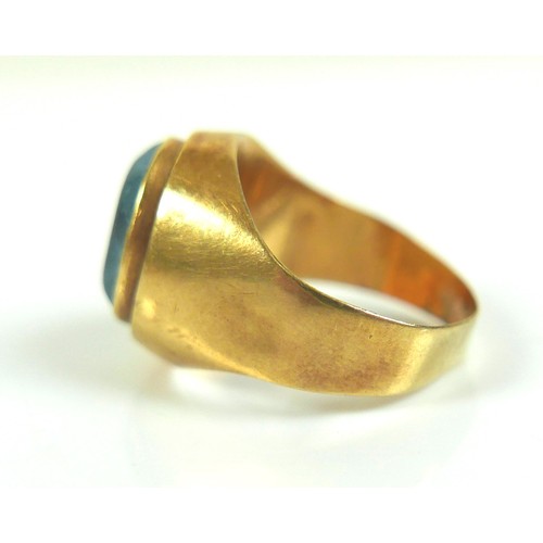 234 - A gilt metal ring size M, and two 9ct gold band rings size L, total weight 9.2 grams