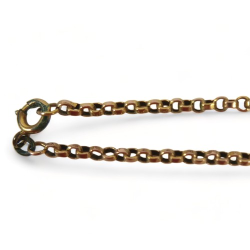 197 - A 9ct gold and yellow metal chain, with clasp and one loop made out of base metal, one chain faintly... 