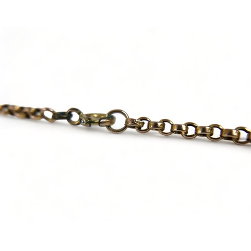 197 - A 9ct gold and yellow metal chain, with clasp and one loop made out of base metal, one chain faintly... 