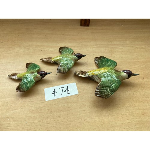 474 - 3 Beswick kingfisher plaques one a/f