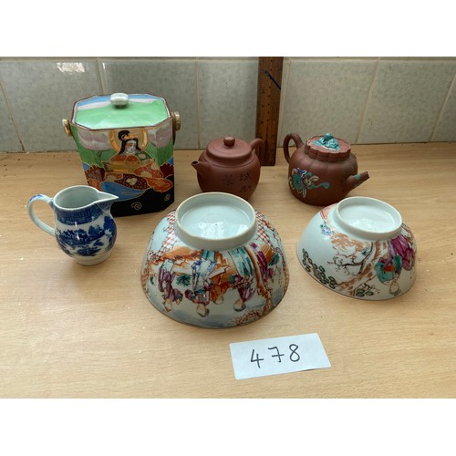 478 - Chinese tea pots, bowls etc