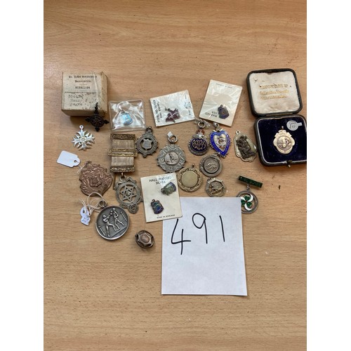 491 - Sporting medallions mostly silver