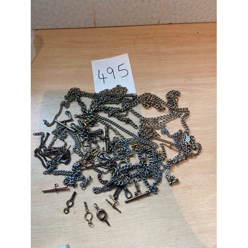 495 - Pocket watch chains and keys