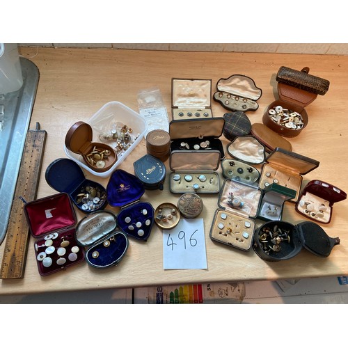 496 - Collection of cased dress studs and others boxed