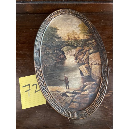 72 - Bretby oval hand painted plaque 15 1/2inches