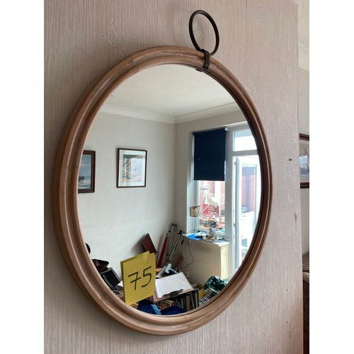 75 - Circular wood frame mirror 2'6