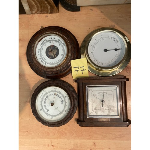 77 - 4 Assorted barometers