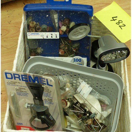 482 - Dremel Accessories and 2 small battery lamps