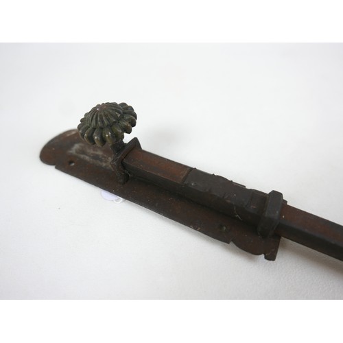 122 - A 19th century library door bolt 125cm long, purportedly from a Cambridge College Library.