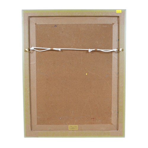 468 - Lawrence James Isherwood (British 1917-1988): 'The Blue Turban', oil on board, framed.