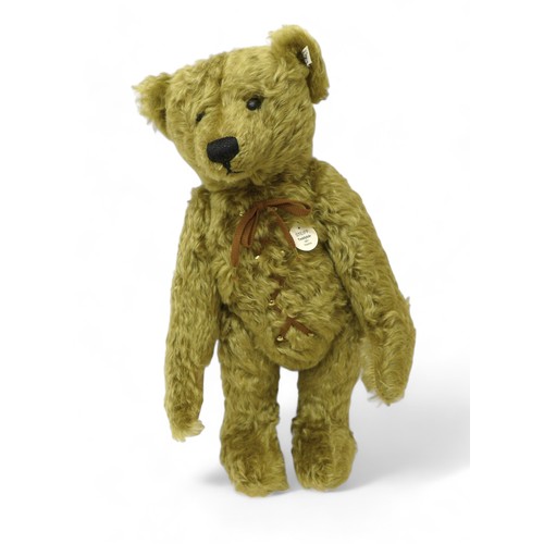 198 - Steiff teddy bear with hot water bottle 1907, brass coloured mohair, posable five jointed bear stand... 