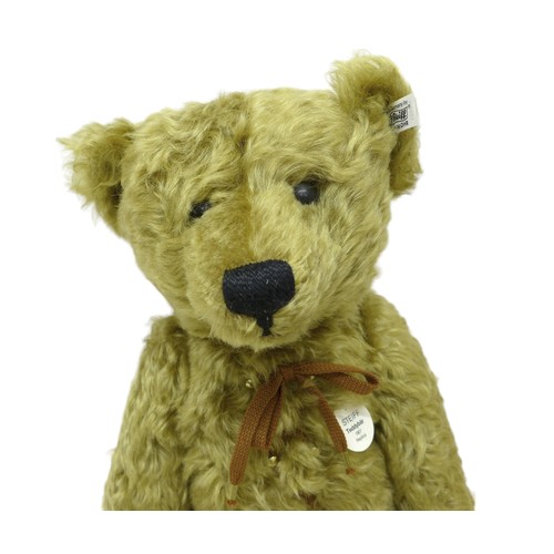 198 - Steiff teddy bear with hot water bottle 1907, brass coloured mohair, posable five jointed bear stand... 