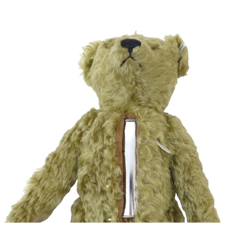 198 - Steiff teddy bear with hot water bottle 1907, brass coloured mohair, posable five jointed bear stand... 