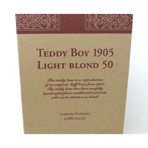 199 - Steiff Teddy Boy 1905 replica released in 1998, light blond mohair, posable five jointed bear standi... 