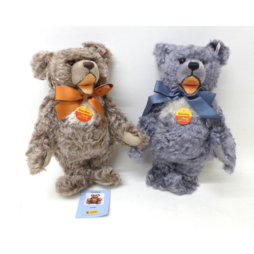 200 - Pair of Steiff Festival Bears, Sandey is a grey/blue mohair, posable five jointed 5th festival bear,... 