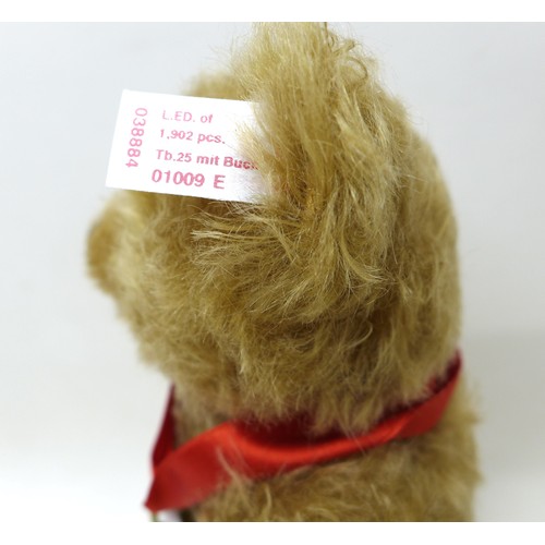 191 - Steiff Teddy Bear with Book 100 years of Steiff teddy Bears, jubilee mohair teddy bear, standing 25c... 