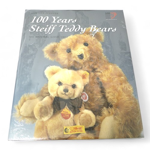 191 - Steiff Teddy Bear with Book 100 years of Steiff teddy Bears, jubilee mohair teddy bear, standing 25c... 