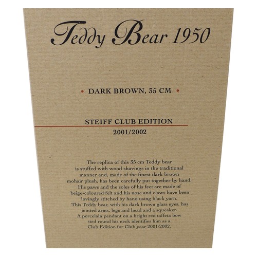 192 - Two Steiff Club exclusive teddy bears, Teddy Bear 1950, a brown mohair, standing 35cm tall, posable ... 