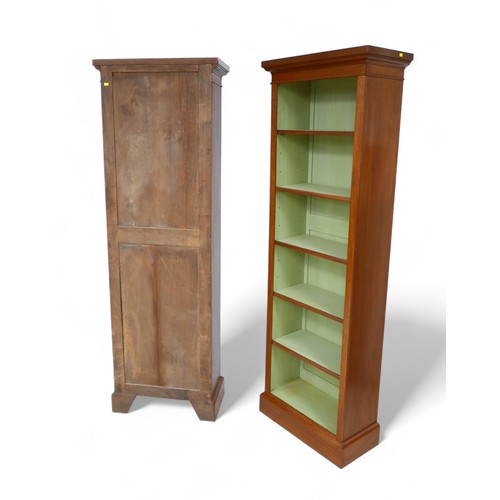 645 - A pair of full new height walnut bookcases with painted interior and five adjustable shelves, 56.5cm... 