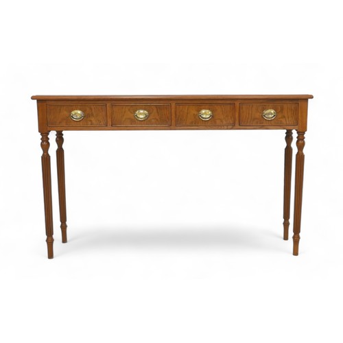 644 - A new burr oak four drawer side/hall table, 126cm by 32cm by 77cm. Made by a cabinet maker to a high... 