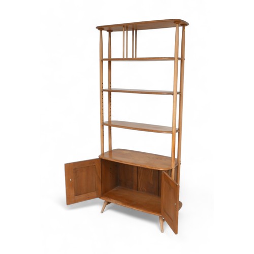 638 - An Ercol blonde elm Giraffe room divider, with two adjustable shelves, 90 by 41 by 190cm tall.