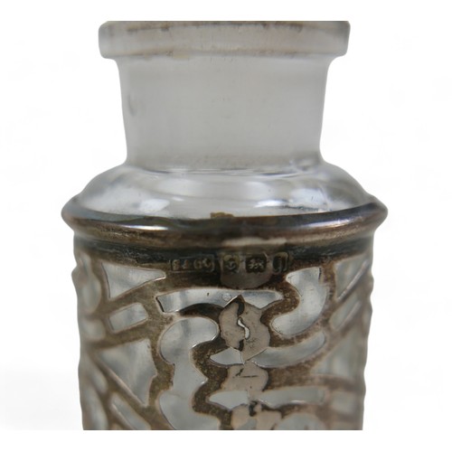 93 - A collection of ten scent bottles and lidded bottle, tallest 16cm. (11)