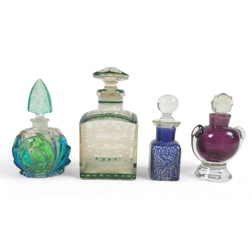 93 - A collection of ten scent bottles and lidded bottle, tallest 16cm. (11)