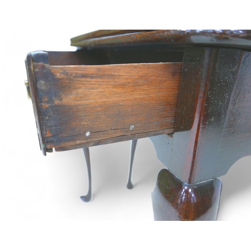 629 - An early Georgian mahogany side table, with folding table top surface, gate leg action, with single ... 