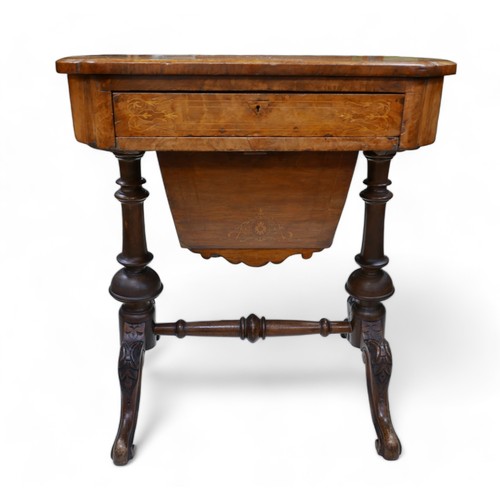 626 - A Victorian burr walnut work box, 61cm by 40cm by 66cm tall.