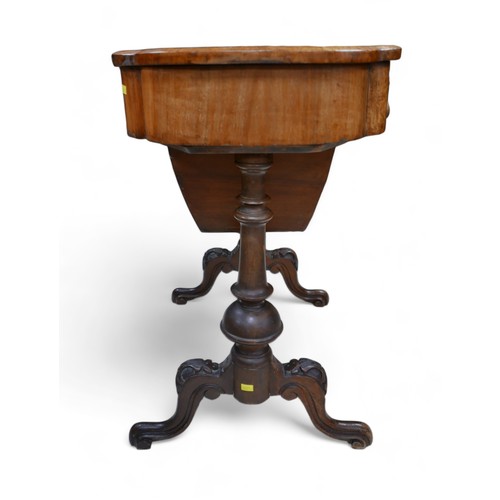 626 - A Victorian burr walnut work box, 61cm by 40cm by 66cm tall.