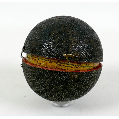 165 - A George III pocket globe and shagreen case, 2 ¾