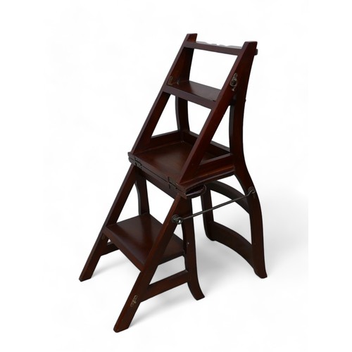 607 - A mahogany metamorphic library chair/steps in the Victorian style, 43 by 43 by 81cm high.