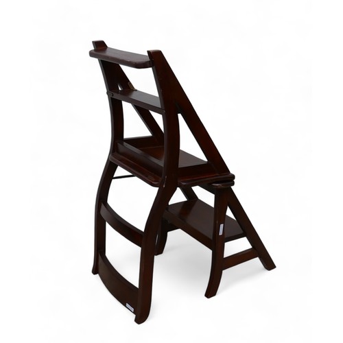 607 - A mahogany metamorphic library chair/steps in the Victorian style, 43 by 43 by 81cm high.