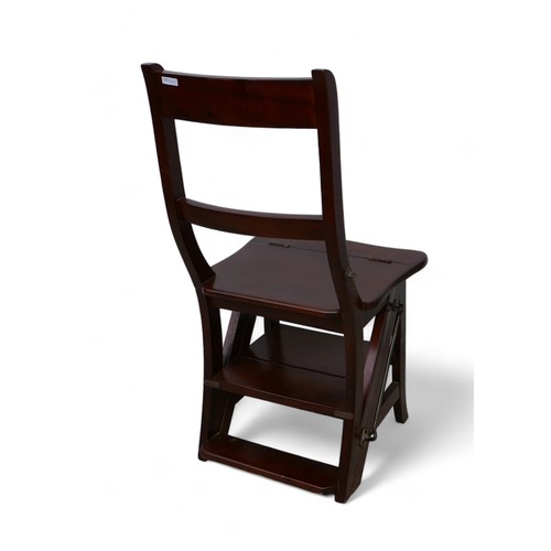 607 - A mahogany metamorphic library chair/steps in the Victorian style, 43 by 43 by 81cm high.